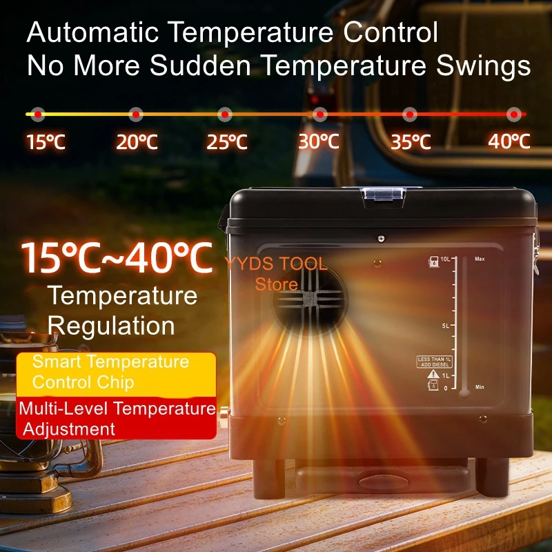 Portable Pull-Handle Diesel Heater Outdoor Tent, RV, Truck, Van Heater Hot Air Conditioner Parking Heater