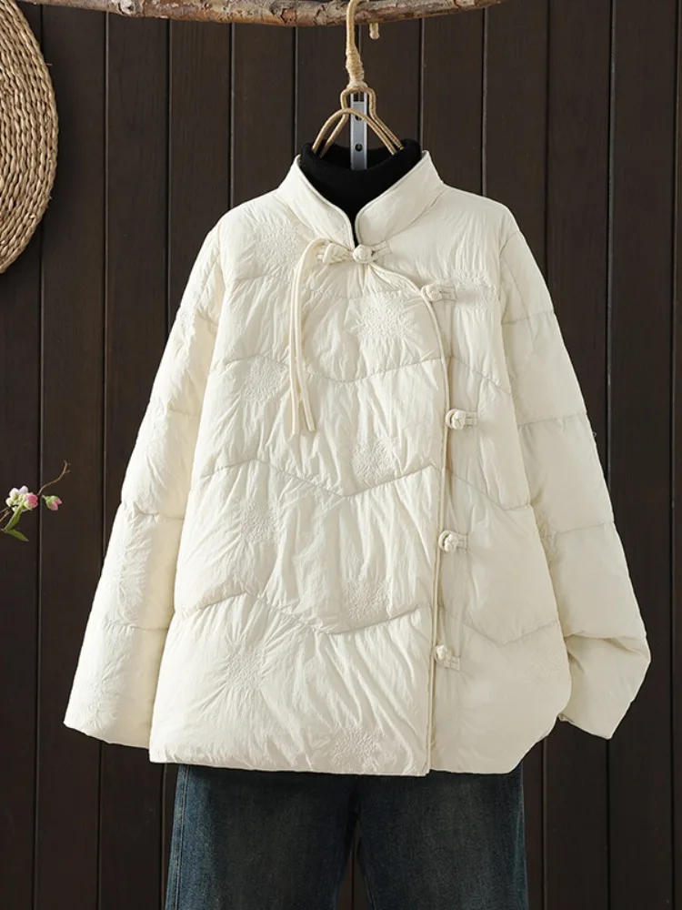 

Новый китайский легкий пуховый хлопковый джет с вышивкой, женский зимний уникальный супер красивый угловой пуговицы, модифицированный хлопок...