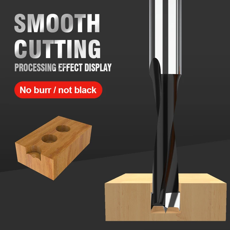 HUHAO Woodworking Drill Bits 10mm Shank 2Flute Right Rotation Forstner Drill Length 70mm Carbide Router Bit for Wood