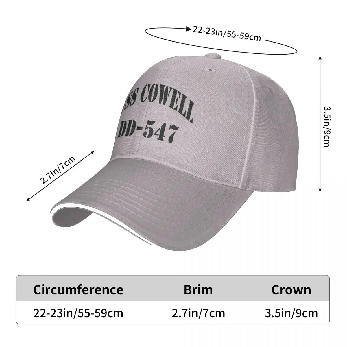 USS COWELL (DD-547) SHIP'S STORE Cap Baseball Cap Sunscreen hat for women Men's