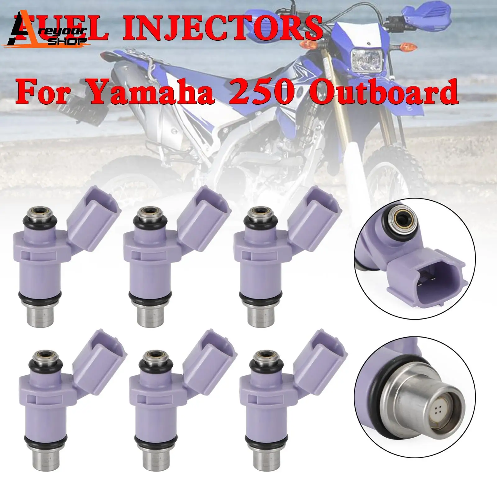 

Areyourshop 6PCS Fuel Injectors 6P2-13761-10-00 Fit for Yamaha 250 Outboard Motor Accessories