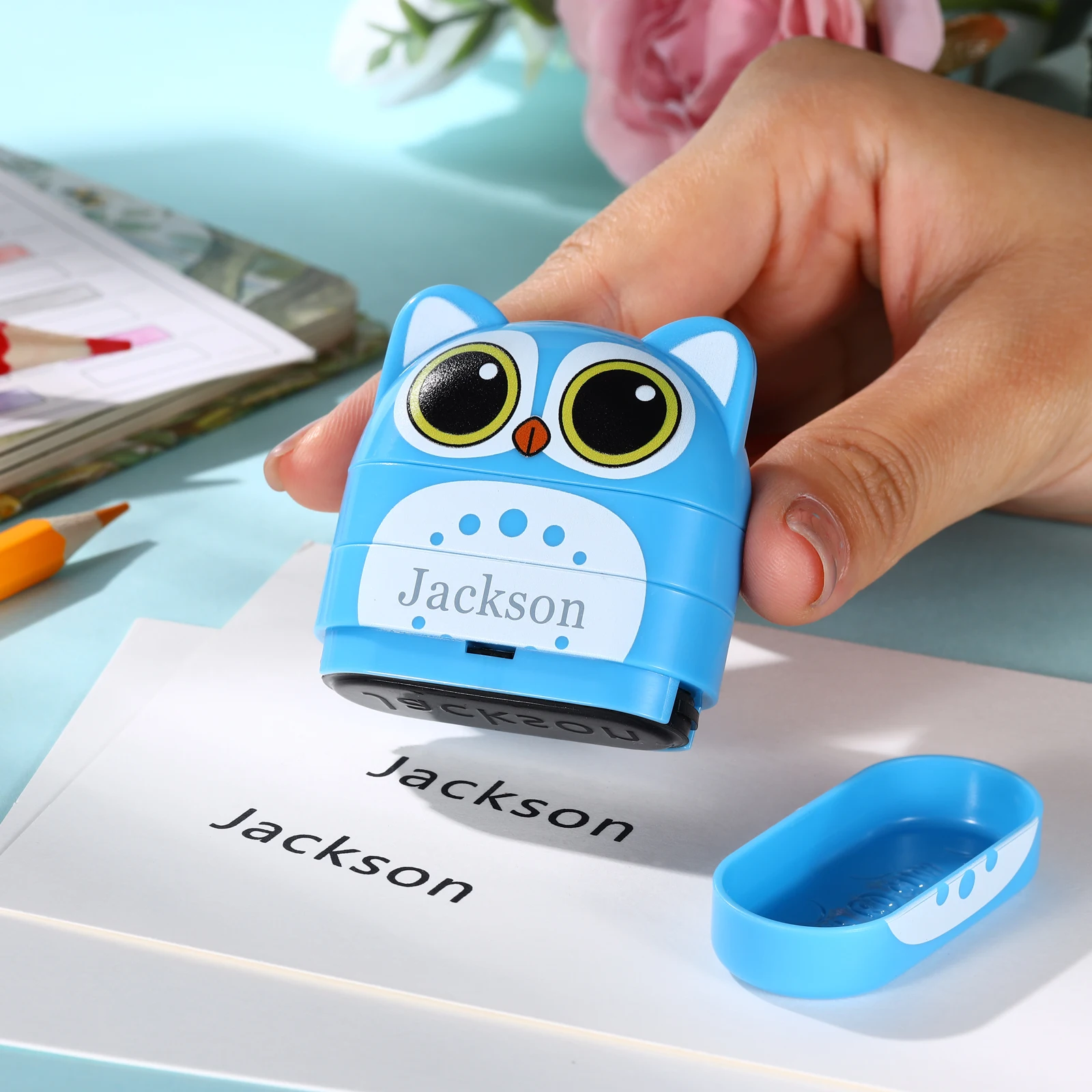 Personalized Name Stamp Paints Personal Student Child Baby Engraved Waterproof Non-fading Cartoon Clothing Name Stamp Gifts