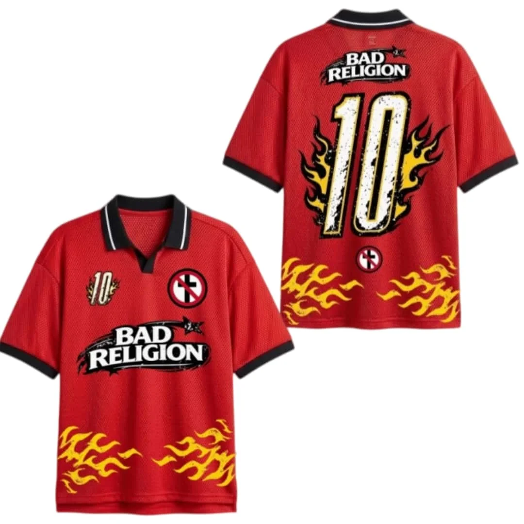 Band Bad Religion Merchandise Los Angeles 80 Football Kurzarm 2026 Sommer Herren Damen Atmungsaktives Schnelltrocknendes Streetwear T-Shirt – Detail 4
