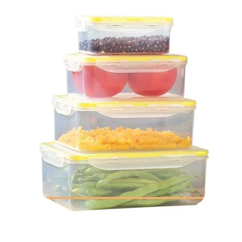 1/4 PCS BPA Free Food Grade Plastic Food Storage Containers Airtight Leak Proof Lids Microwave Freezer Safe For Meal Prep Picnic
