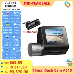 70mai Dash Cam A510 1944P HDR GPS ADAS 4G conectividad 70mai 4G cámara frontal A510 coche DVR 24H soporte de estacionamiento cámara trasera