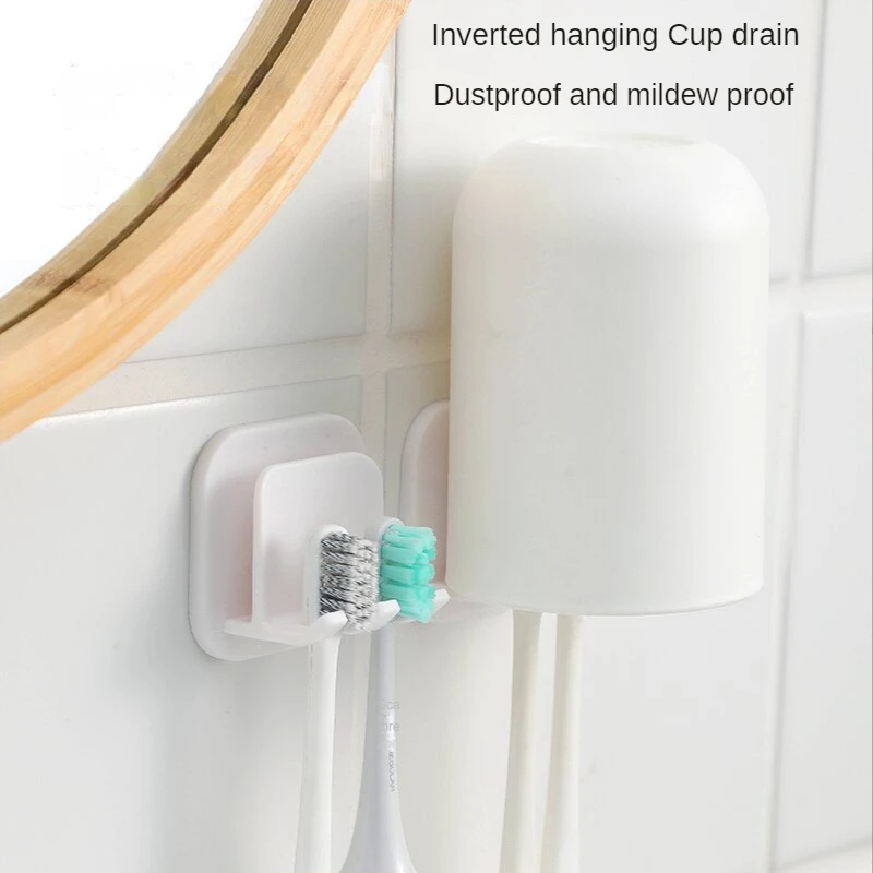 1PCS Wall Mounted Toothbrush Holder Tumbler Cup Storage Rack Shower Hanging Shelves for Bathroom Kitchen Toilet Accessories