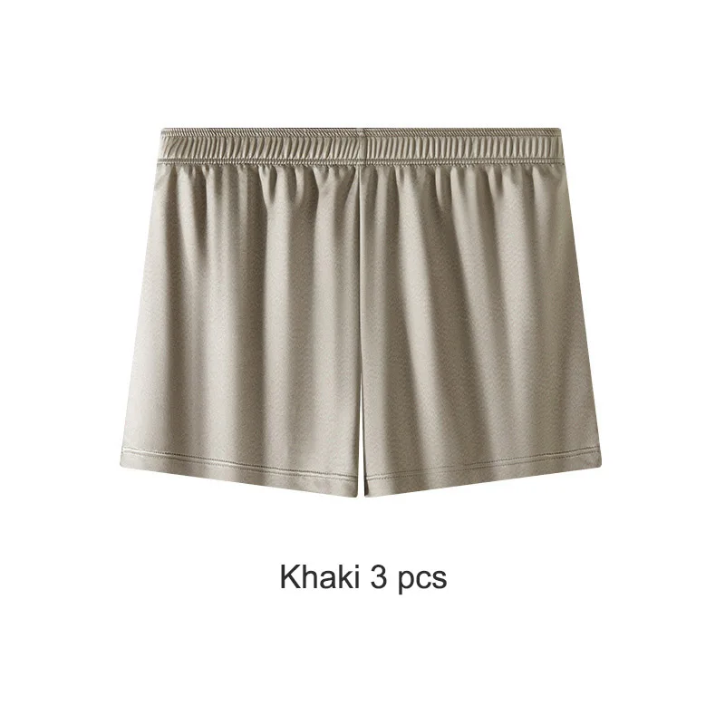 3pcs Summer Satin Men's Boxer Shorts Ice Silk Underwear Solid Color Underpants Male Breathable Home Wear Pajama Pants view 6