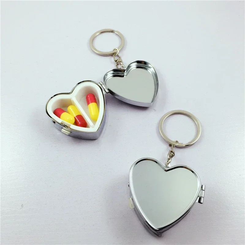 1Pc Heart-Shaped Small Pill Box Portable Metal Pill Box Medicine Organizer Container Medicine Case Candy Box Storage Holder 약통