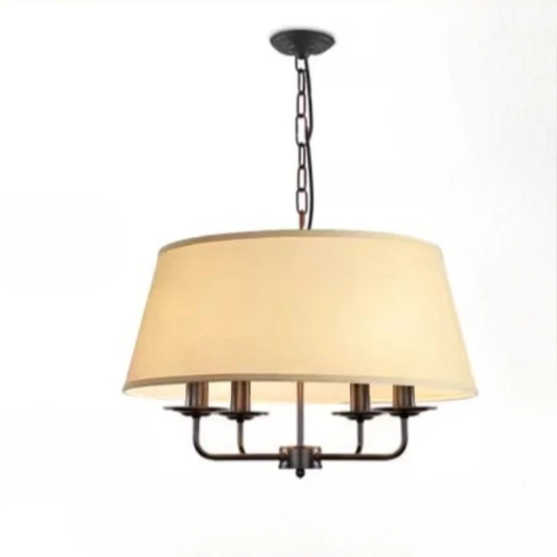 الأمريكية الأسود/الذهب الحديد المطاوع قلادة أضواء استدارة النسيج مصابيح معلقة غرفة المعيشة غرفة نوم مطعم المطبخ الثريا