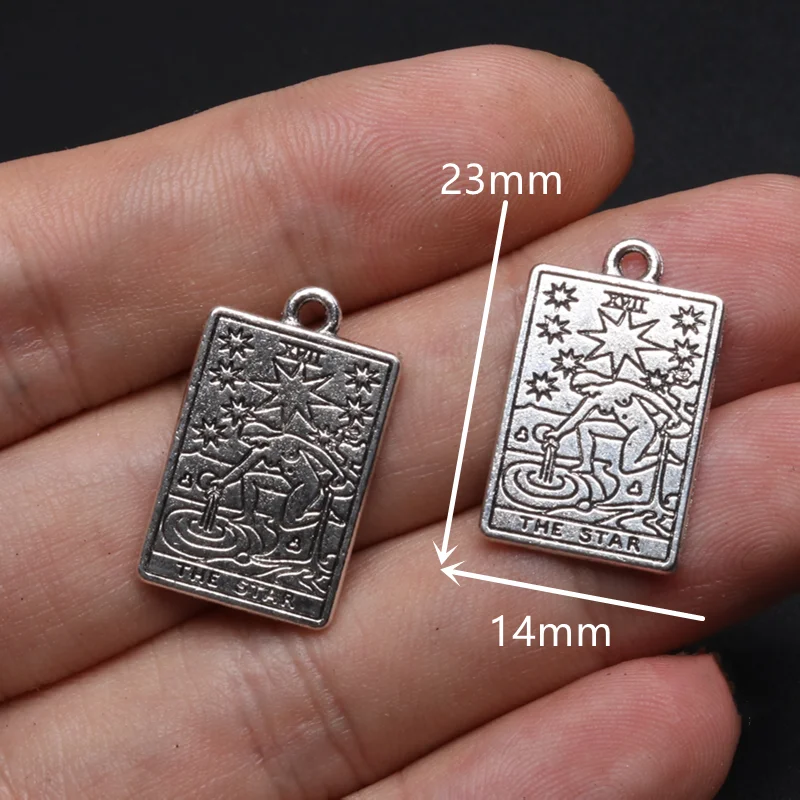 14pcs Silver Plated Hip Hop Style Witch Divination Astrology Tarot Pendant DIY Charm Necklace Bracelet Jewelry Crafts Making