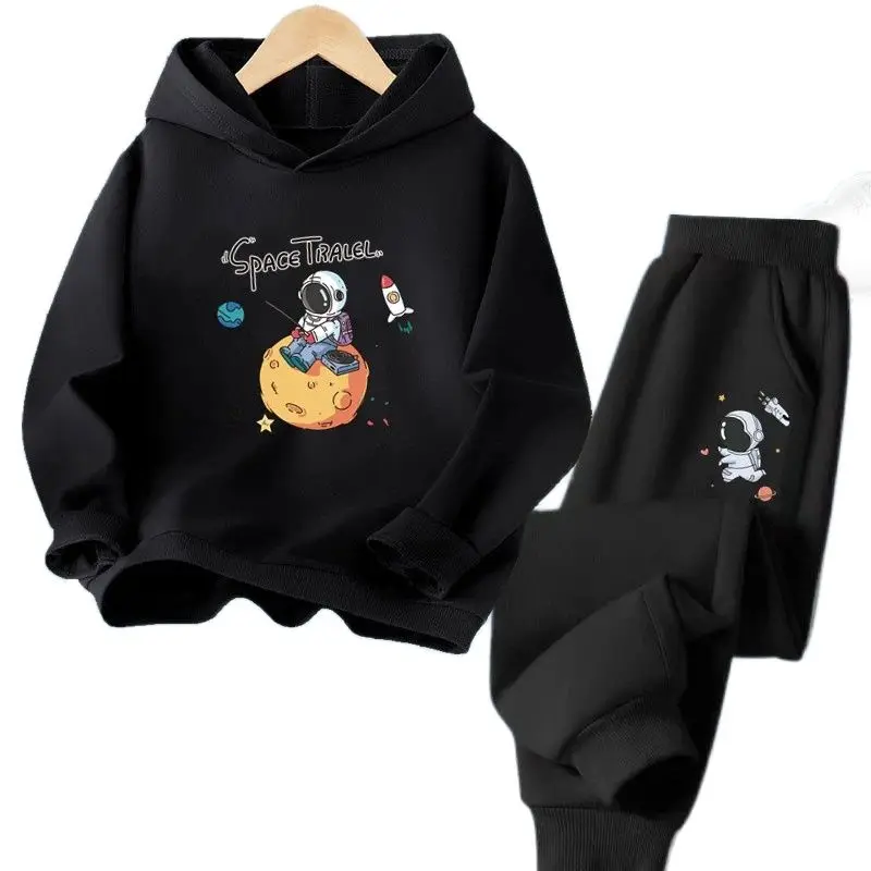 2023 New Kids Spring 2Pcs Set Cute Astronaut Children's Hoodie Sweaters+Pants Set 3-14Y Boys Tracksuit Clothes