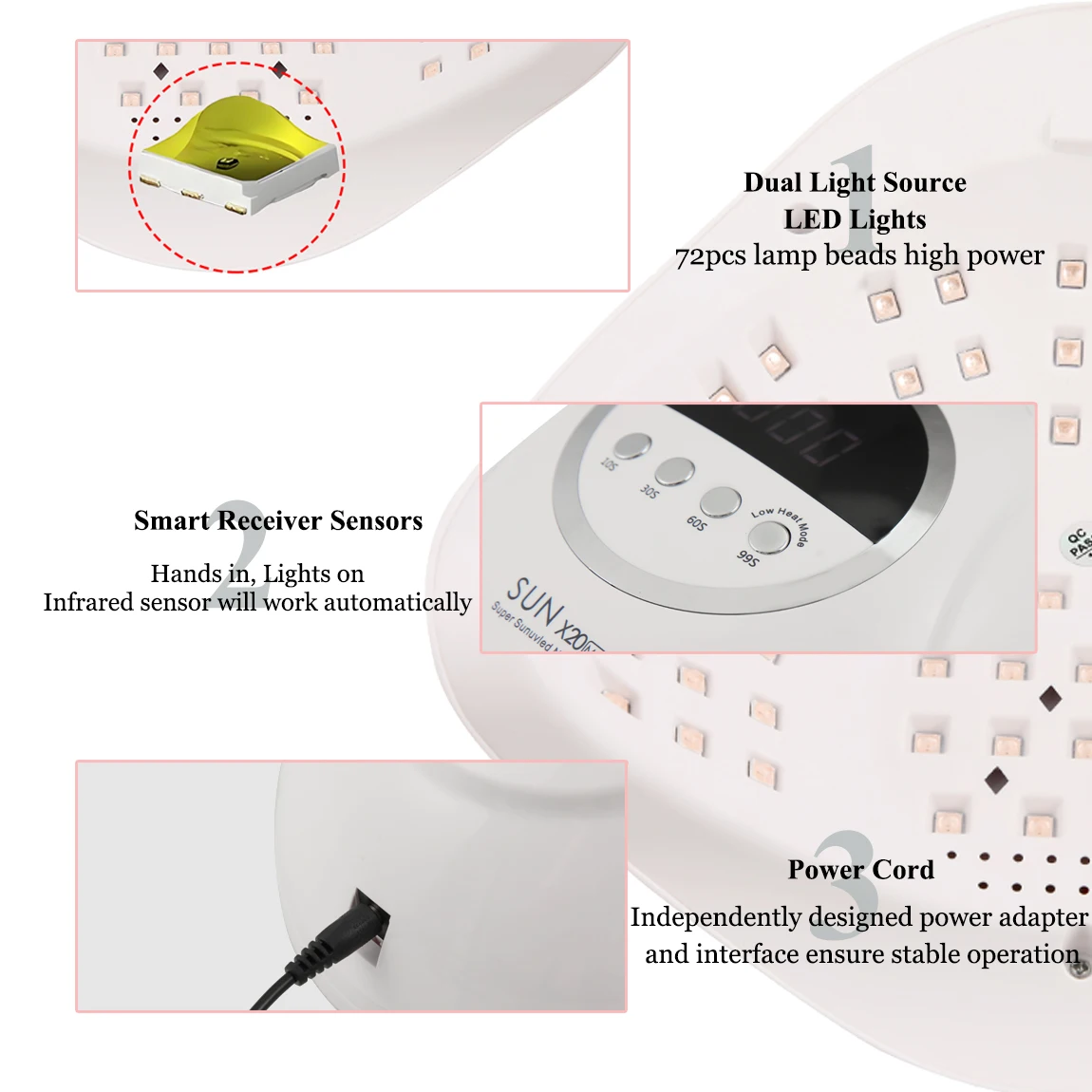 2025 New SUN X20MAX UV LED Nail Lamp 10S Quick Dry Nail Gel Polish Home Salon Nail Dryer Lamp for Manicure with Auto Sensor