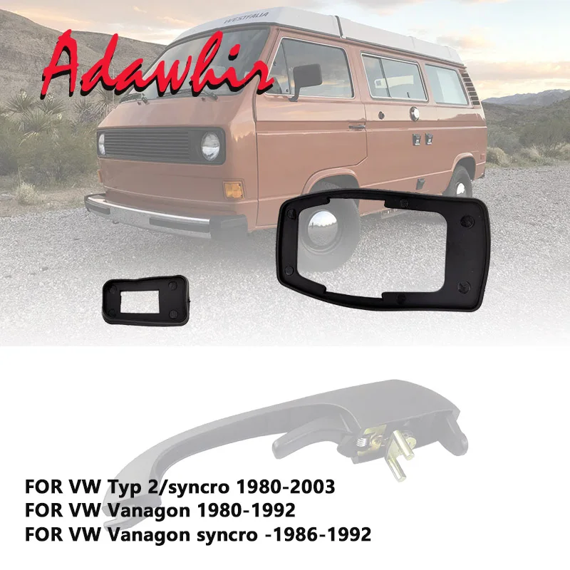 Front exterior door handle repair kit with key lock cylinder, rubber pad FOR VW Type 2 / Syncro Vanagon Syncro 251837205