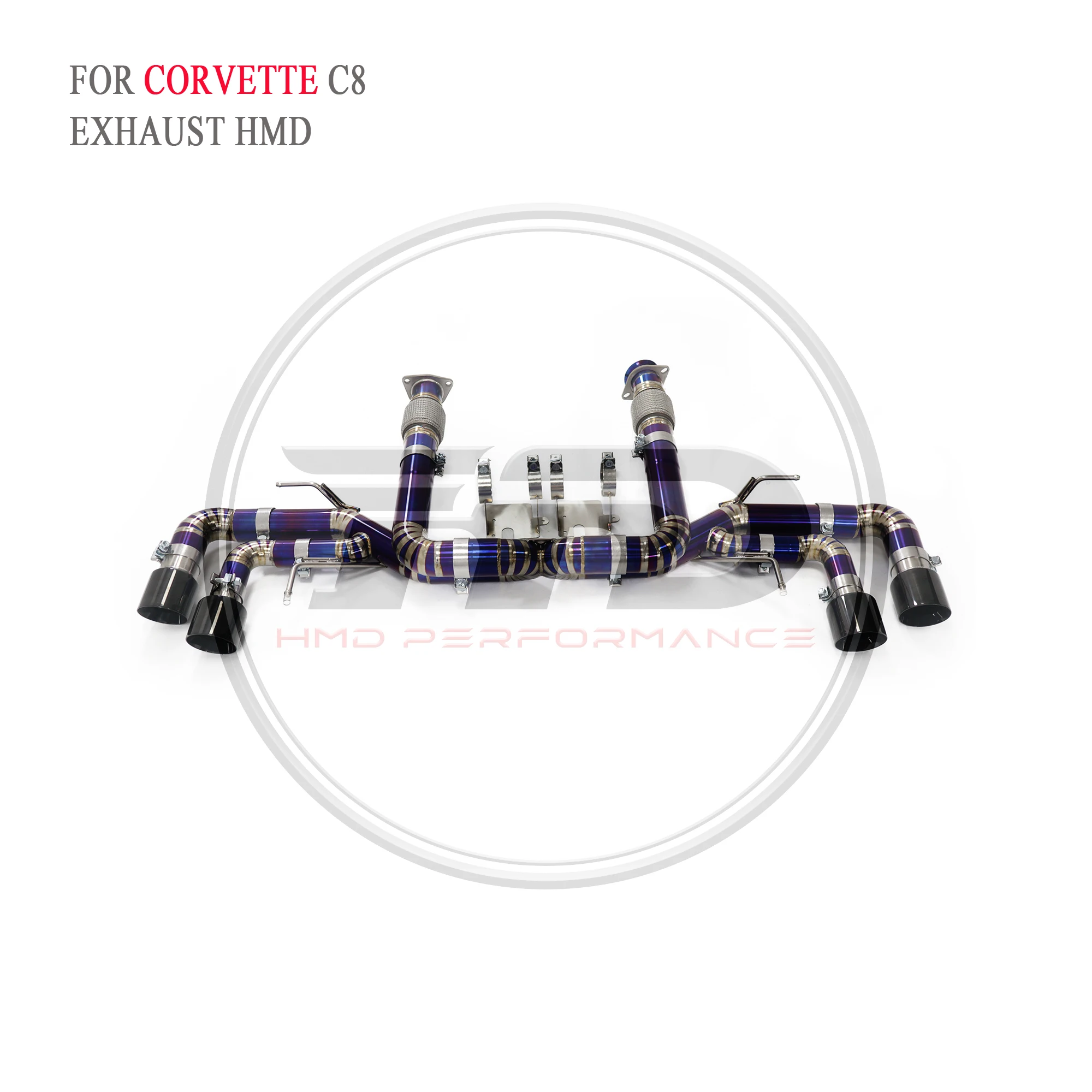 

For Chevrolet Corvette C8 HMD Titanium Exhaust System Performance Catback Valve Muffler With X Racing Pipe