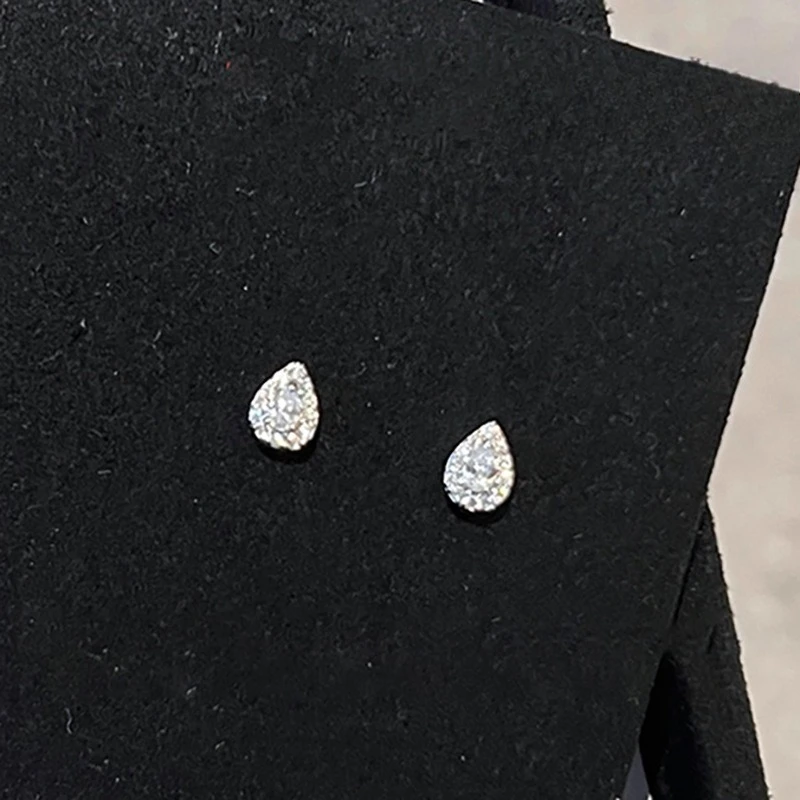 Mini luxo brilhante 925 prata esterlina completa zircão em forma de lágrima brincos para mulheres coreano jóias acessórios de festa presentes