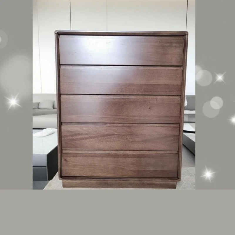 

Walnut ebony high-grade all-solid wood chest new Chinese modern simple movable large capacity free installation