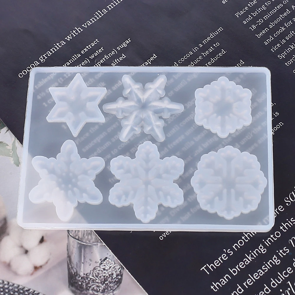 Christmas Hollow Snowflake Ornament Silicone Mold Soft Clear Mould Resin Craft Winter Embellishment DIY Pendants Jewelry Making