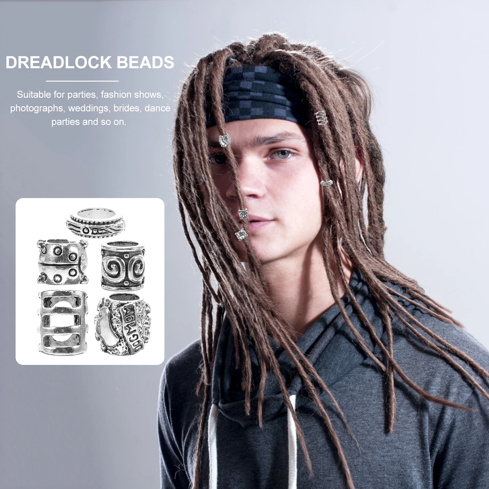 

50 Pcs Hair Beads Braiding Jewelry Metal Charms Dreadlocks Accessories for Braids Ponytails Weddings Durable Exquisite Braid