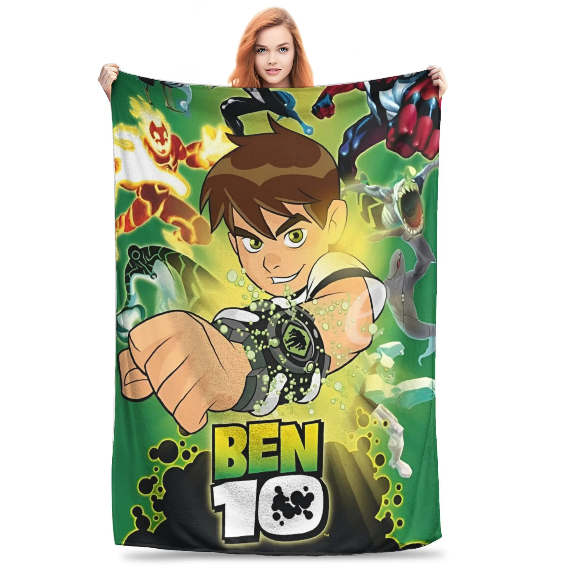 Ben 10 Alien Force Returns بطانية محبوكة من القطيفة بطانية رمي أريكة منزلية مطبوعة مفارش سرير ناعمة دافئة، #1