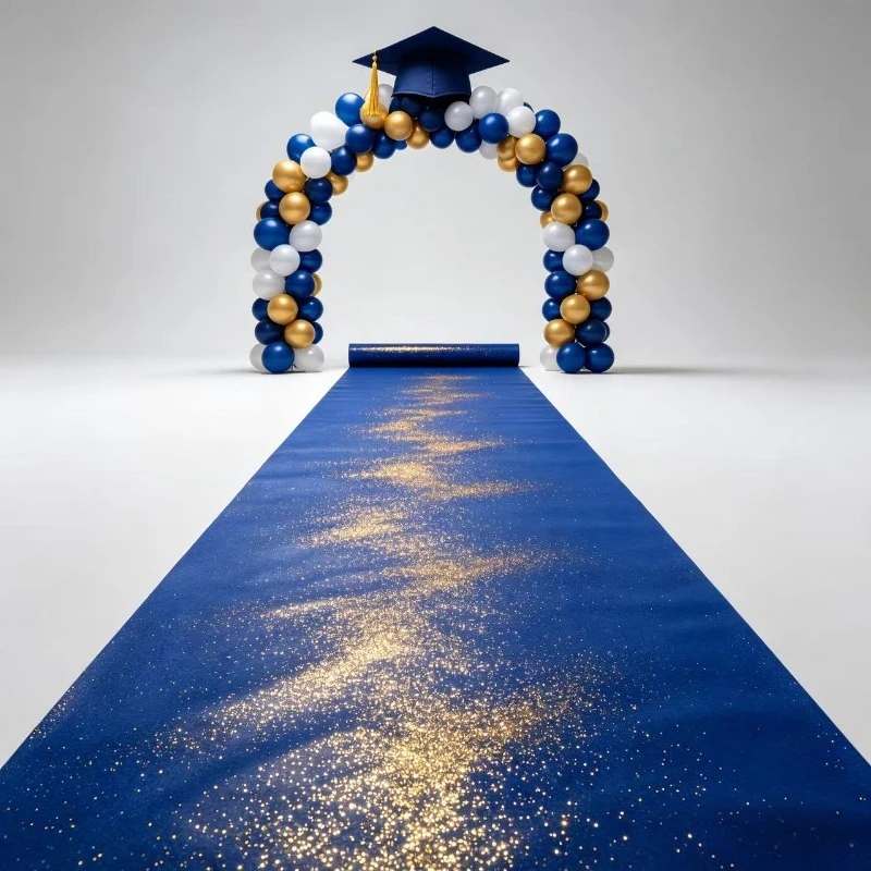 Elegant blue carpet, shiny runway carpet, wedding carpet, holiday decoration, indoor and outdoor long carpet