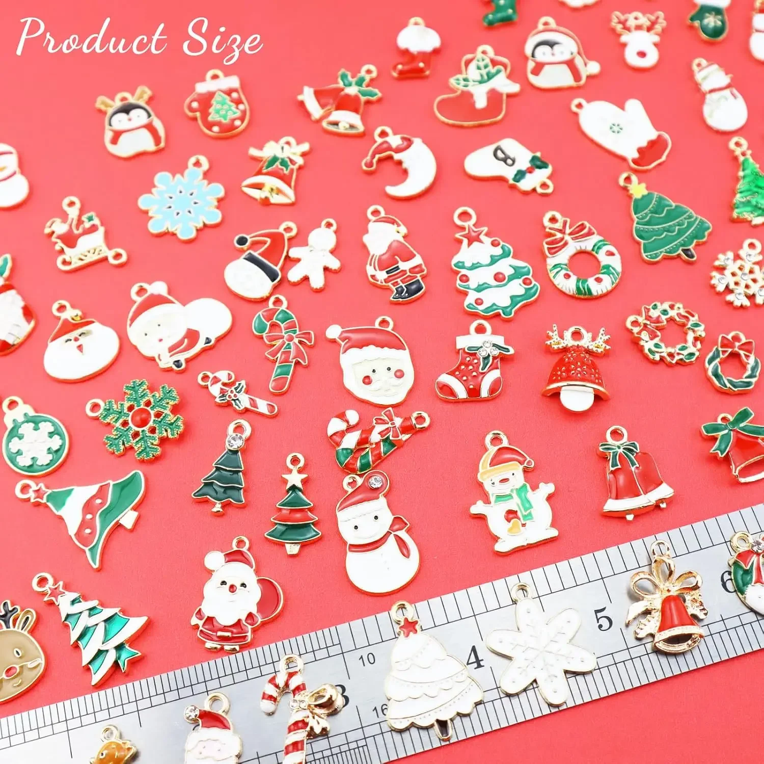Zufällige Mischung aus Emaille-Weihnachtsanhängern: Elch, Schneemann, Weihnachtsmann für Schmuckherstellung, Ohrringe, Halsketten, DIY-Zubehör – Detail 3