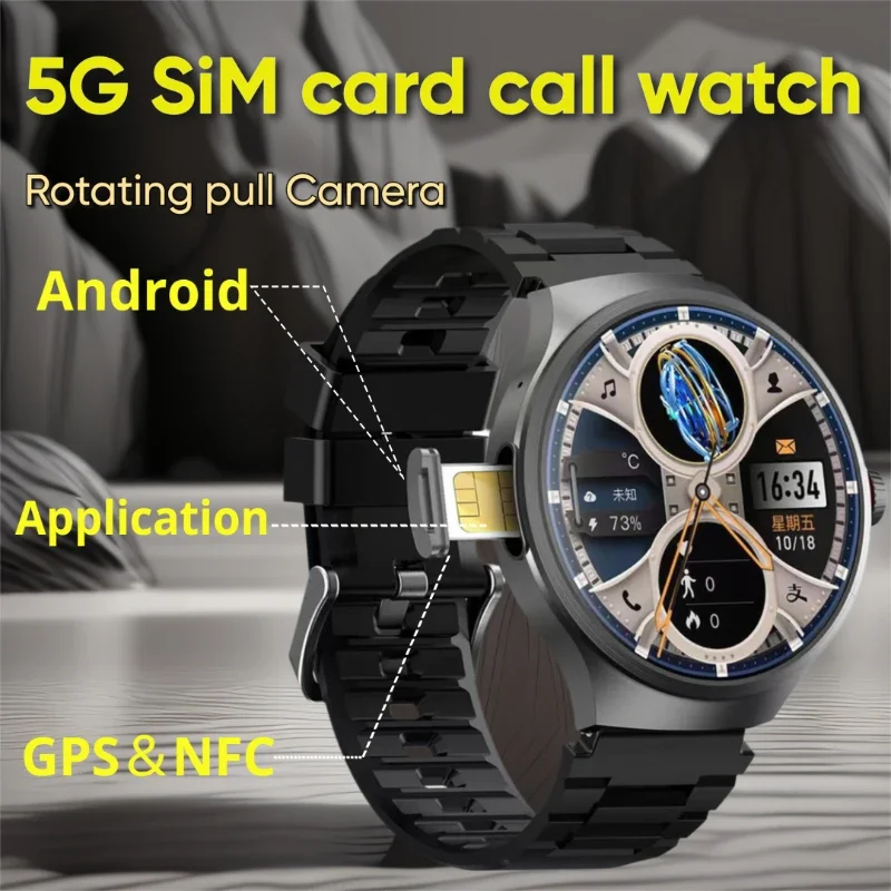 

5G Android smartwatch, 800W rotating hd camera, 1.75-inch large screen, 1500Mah battery, GPS, WIFI, APP application download