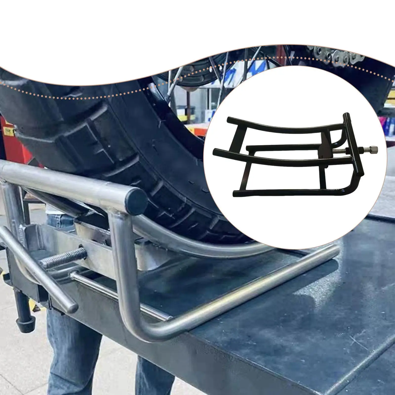 Height Adjustable Motorcycle Tire Changing Stand Steel Maintenance Tool for Efficient Wheel Installation