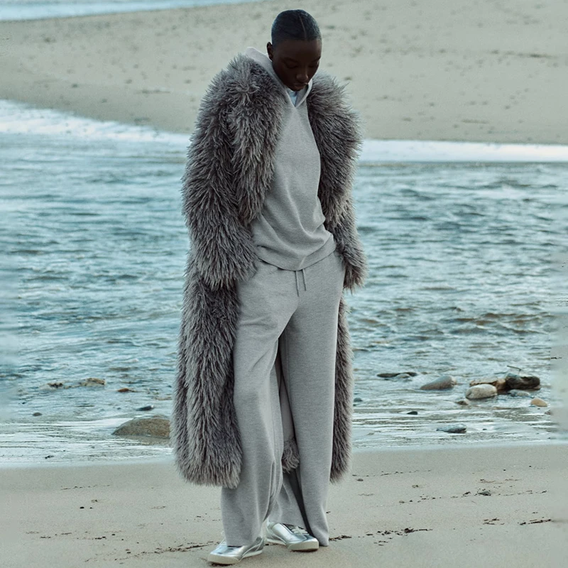 Neo Mint Extra Long Luxury Lamb Fur Teddy Coat Women 2024 Winter Ladies Mob Wife Style Oversized Chunky Faux Fur Jacket Overcoat