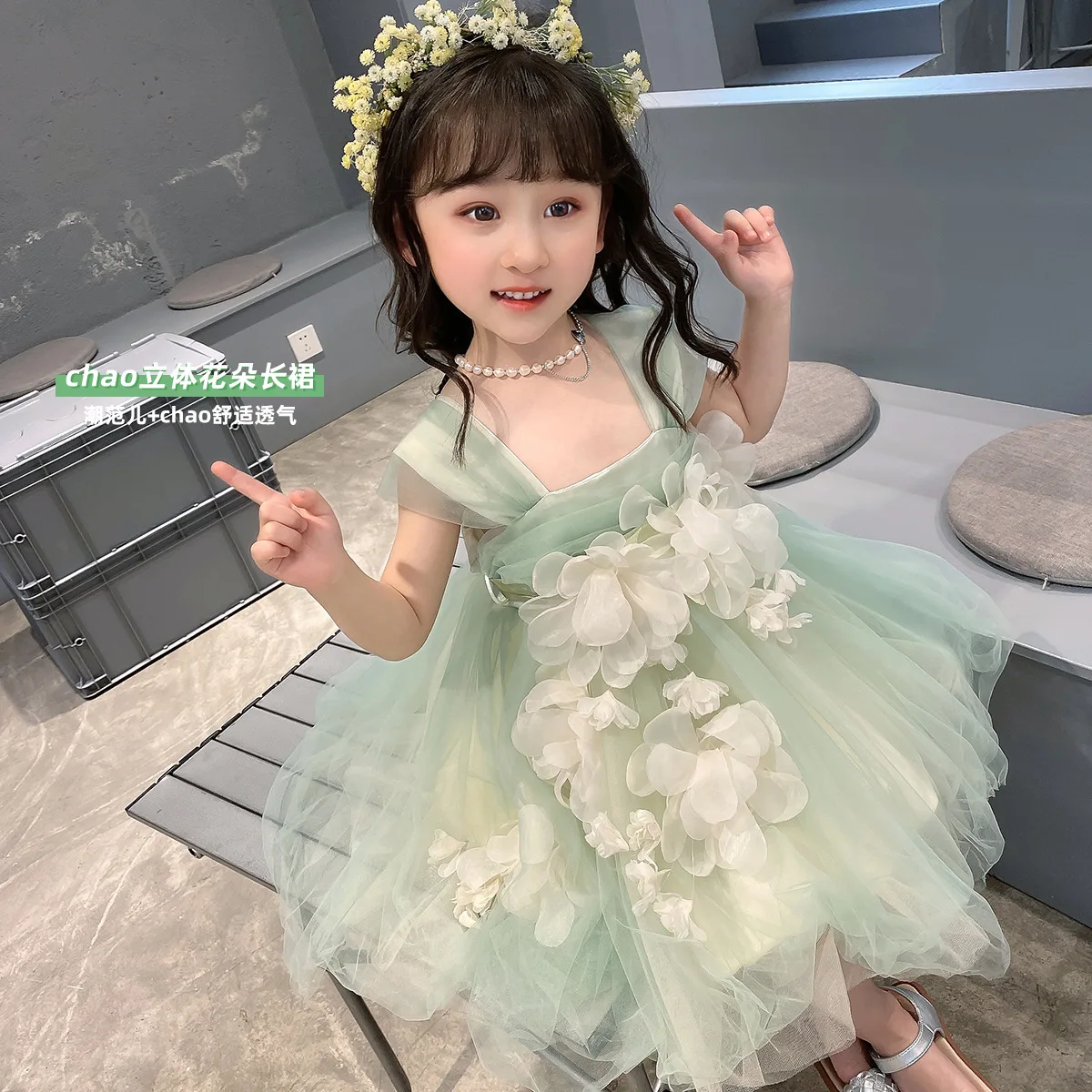 

Summer Dress for Girl Vestido Flowers Dance Party Princess Evening Girl Dresses Princess Wedding Girl Clothes Bridesmaid Dresses