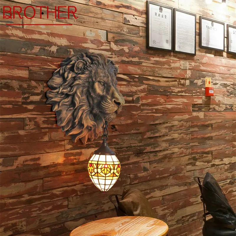 

BROTHER Interior Wall Lamp LED Creative American Tiger Style Light Sconce for Modern Home Living Bedroom Bedside Porch Decor