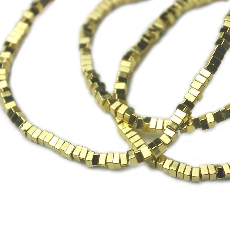 2*1MM Gold Color Iron Ore Hematite  Square Spacer Beads Flat Bracelet Necklace Beads High Quality Diy Jewelry Accessories