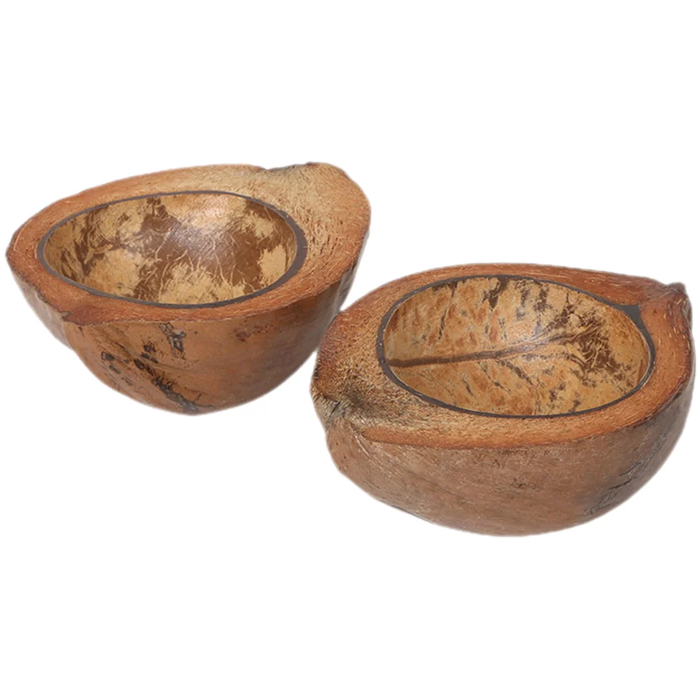 

2 Pcs Soybean Coir Cups Decoration Holder Natural Coconut Shell Bohemian Holders