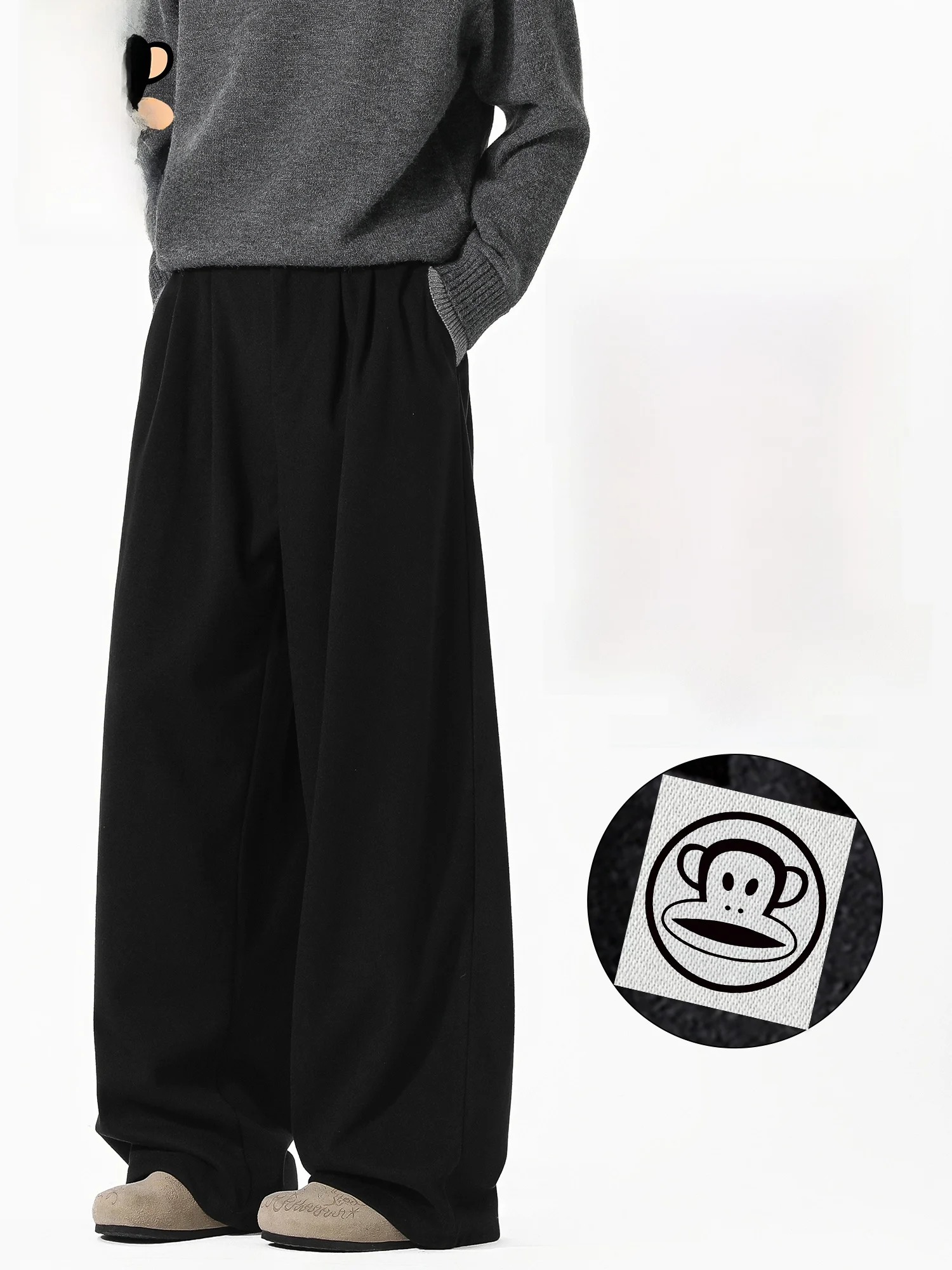 

Мужские шерстяные повседневные брюки Paul Frank American Sle Heavyweight, осенне-зимние, свободные, универсальные, с широкими штанинами, струящиеся