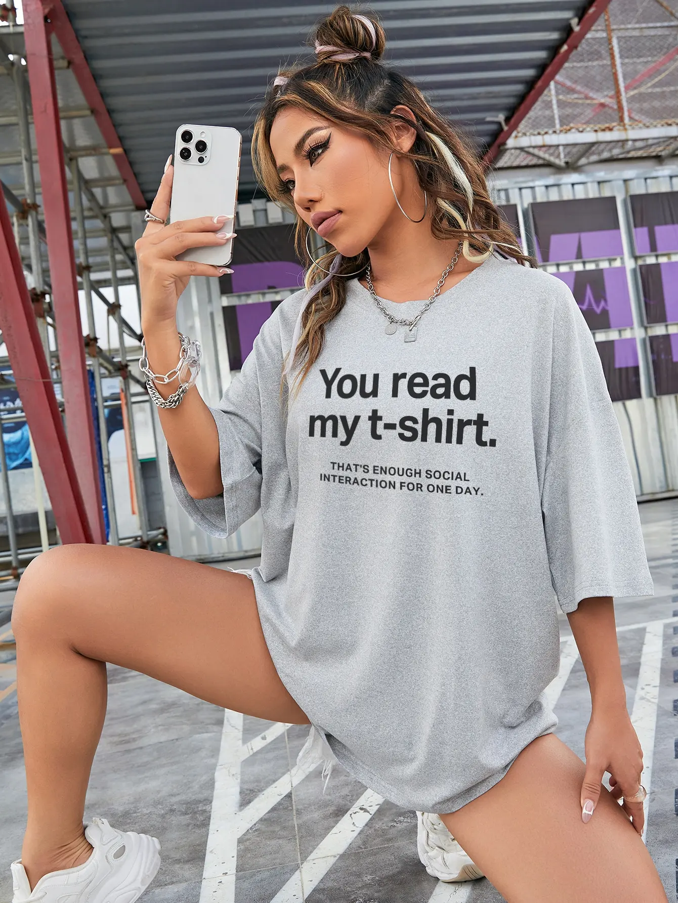 Your Read My T-Shirt Letter Street Hip Hop Printed T-Shirts Female Cotton Brand Short Sleeves Breathable Casual Clothing Women\'s