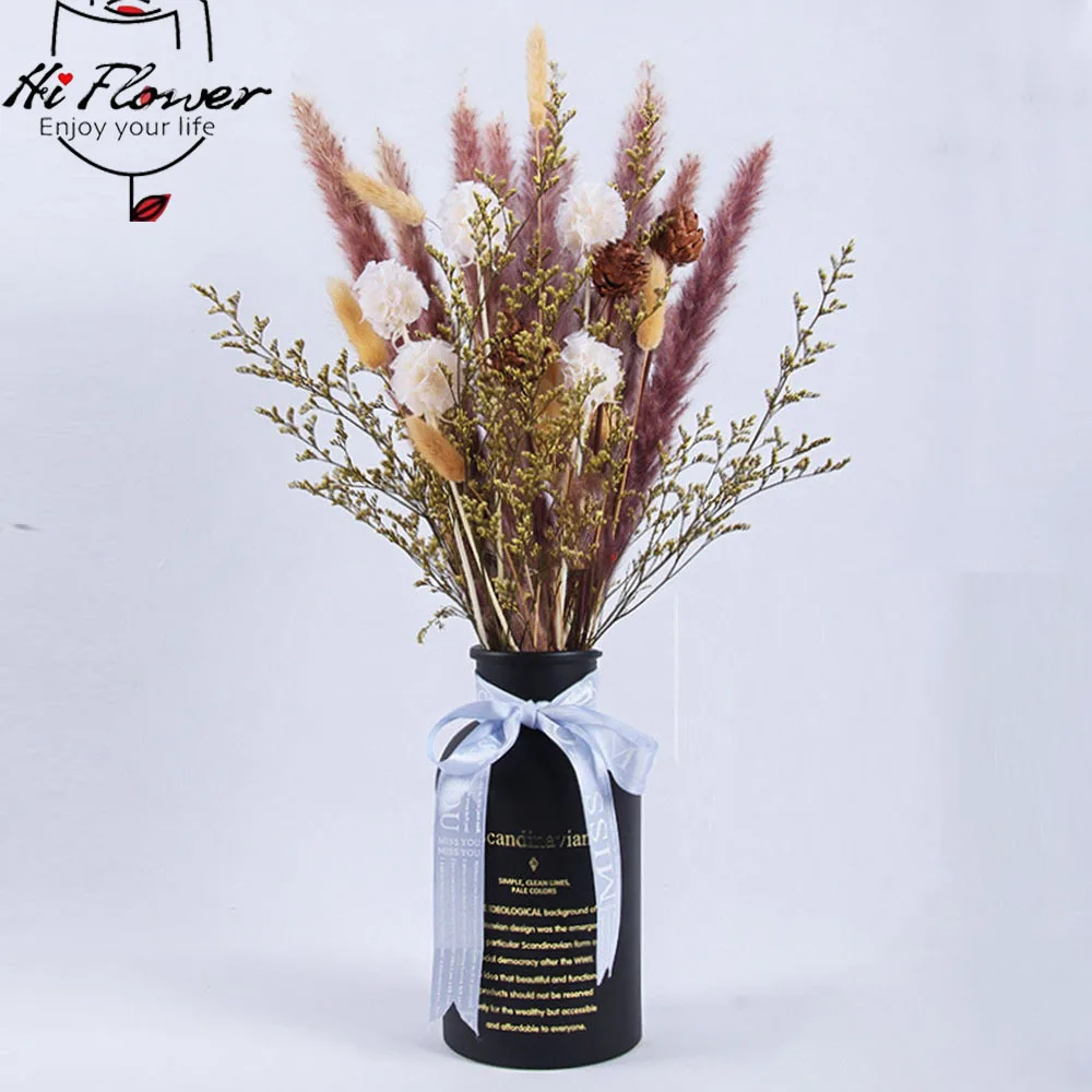 

Natural Dried Flower Bouquet Combination Home Arrange Pampas Garss Rabbit Tail Reed Mix DIY Boho Country Aesthetic Room Decor