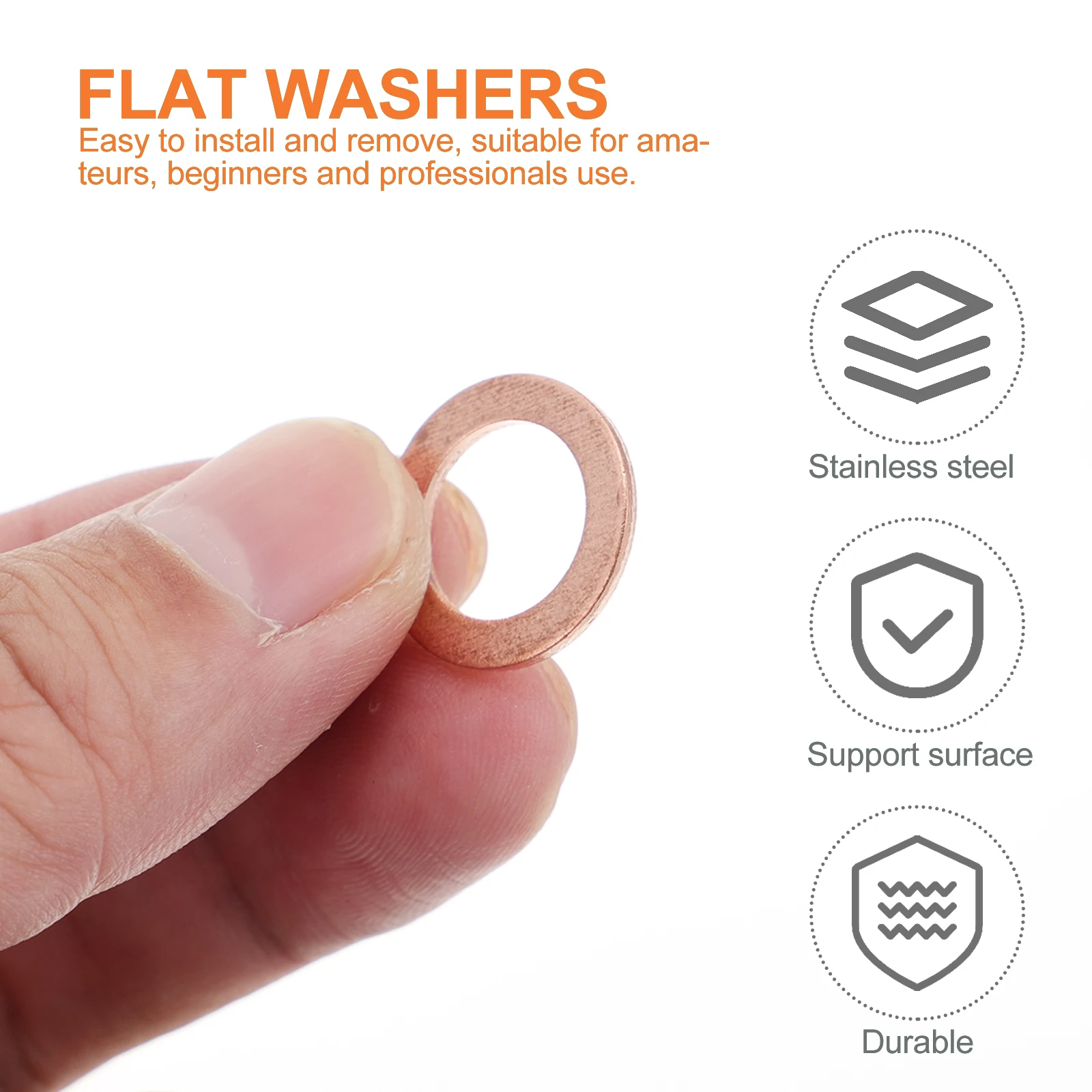 

200 Pcs Copper Gasket Set Washers Seal Sealing Metric System Flat Assortment Kit