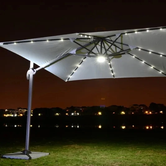 

Big Outdoor Industrial Beach Backyard Sun Umbrella Sunshade Outdoor Xxl Uv Protection Spf 50 For Garden With Light