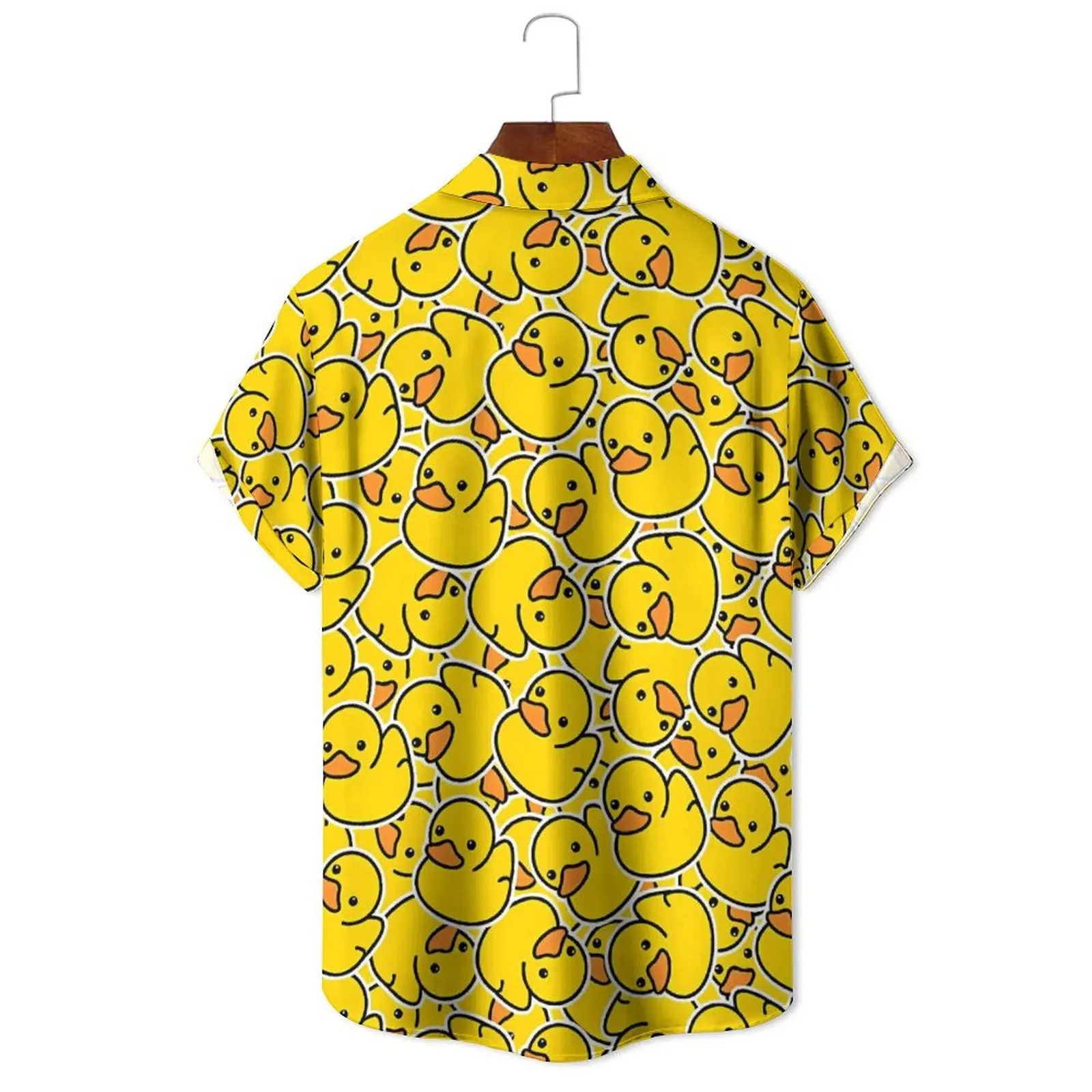 Summer Fashion Men And Women 3d Cartoon Yellow Duck Print Dopamine Daily Can Wear Casual Loose Short-Sleeved Shirt