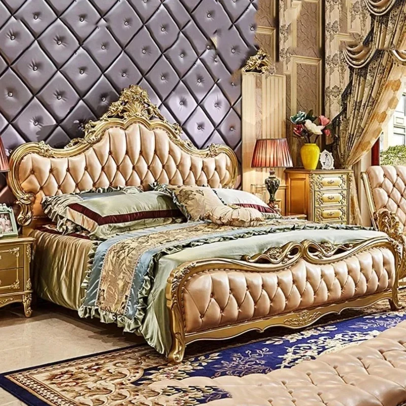 

Wood Nordic Luxury Double Bed Frame High End Glamorous Modern Aesthetic Bed Frame Sleeping Letti Matrimoniali Bedroom Furniture