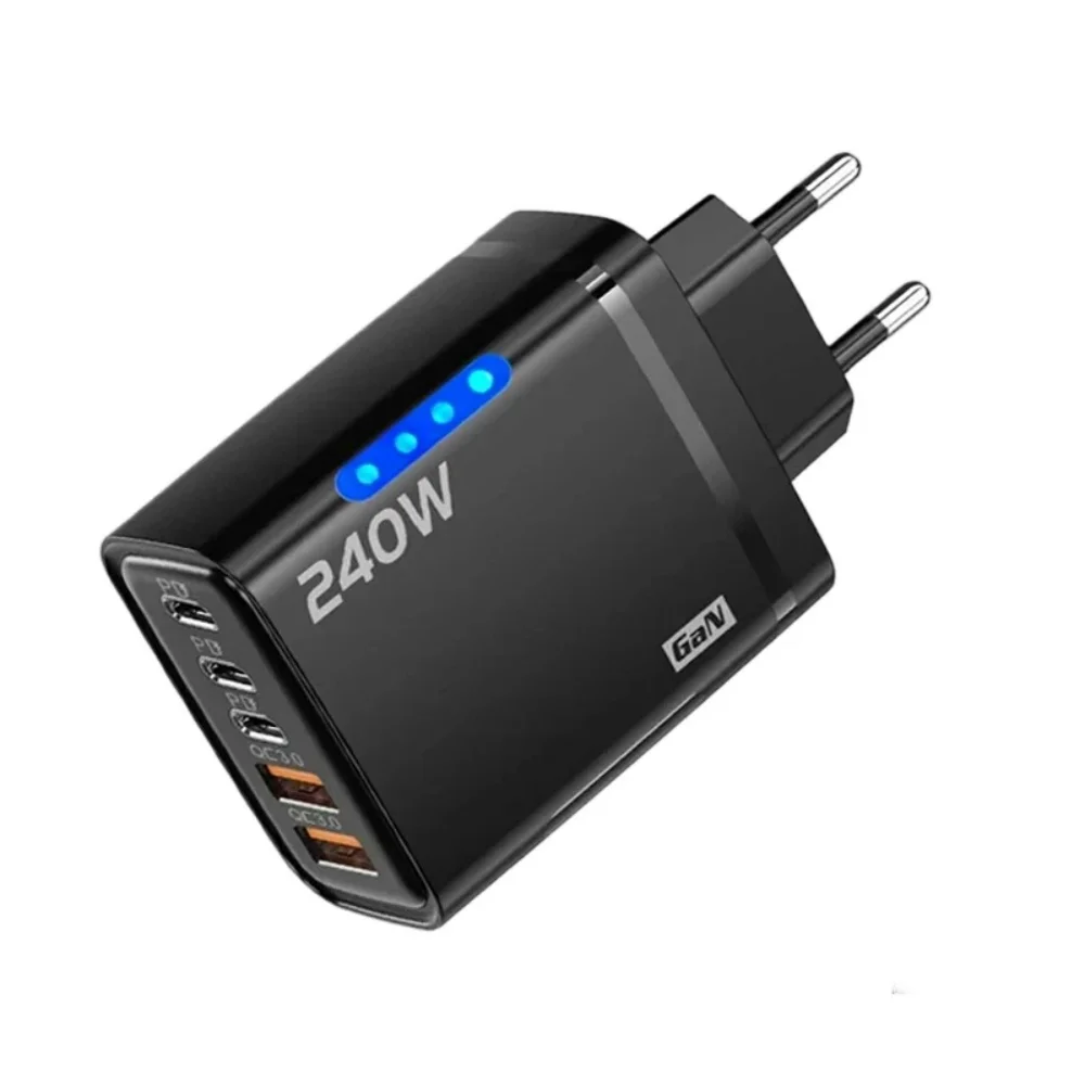 GaN 240W USB-C oplader, mobiele telefoon snellader, type-C USB-adapter, reisoplader voor iPhone 17, Samsung, Xiaomi, EU/VS stekker - afbeelding 2