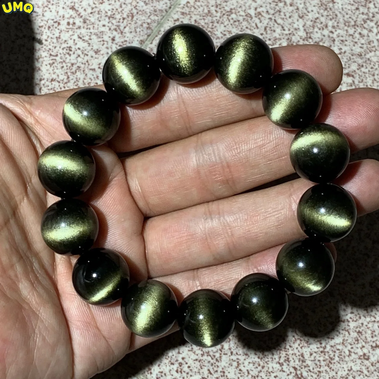 Natural Obsidian Cat's Eye Bracelet for Men and Women Hand String with Multiple Eyes Ketang Family Buddha Beads Rosary Health