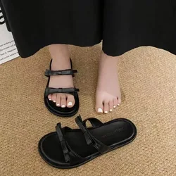 Newest Fashion Double Bowtie Flat Slippers Shoes Woman Trend Silver Black Flats Sandals Mules Women's Summer Footwear Femme