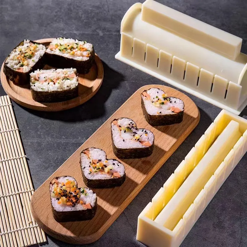 Luz do sol e você quadrado coração círculo em forma de suporte de pão de algas marinhas fabricante de pão de algas 10 conjuntos de pão de algas de bambu, suporte de pão de algas