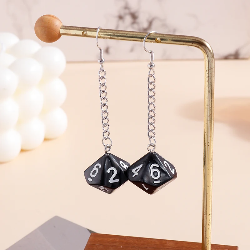 Lustige Acryl-Zahlenwürfel-Tropfenohrringe für Frauen, lange baumelnde Ohrringe, Ohrbügel, Mädchen, Party, Urlaub, Schmuck, Geschenke – Detail 17