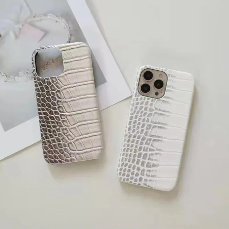 

New Suitable for iPhone 16 Gradient Crocodile Pattern Phone Case 15Promax Heat Dissipation 14Pro Half Pack 13 Protective Cover12