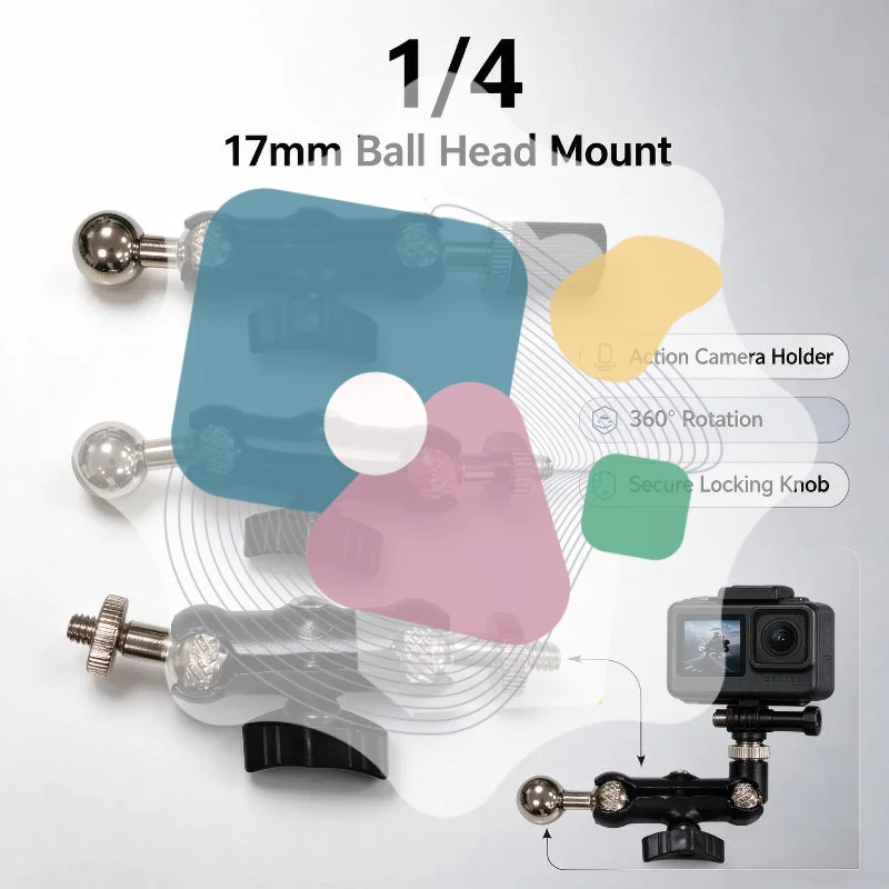 1Pcs 1/4 Screw Extend Mount Double Ball Head Articulating Magic Arm For Camera Monitor Light And Mic Photography Mounting