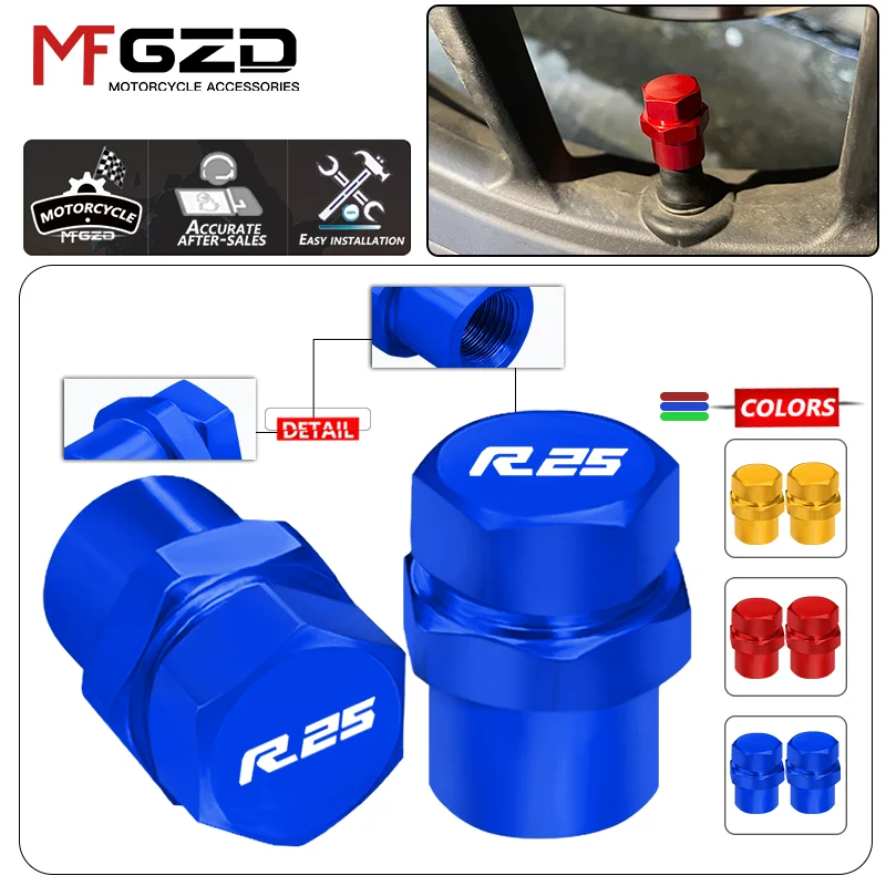 For YZF-R3 YZF-R25 Motorcycle Accessories CNC Aluminum Wheel Tire Valve Caps Airtight Covers yzf r3 r25