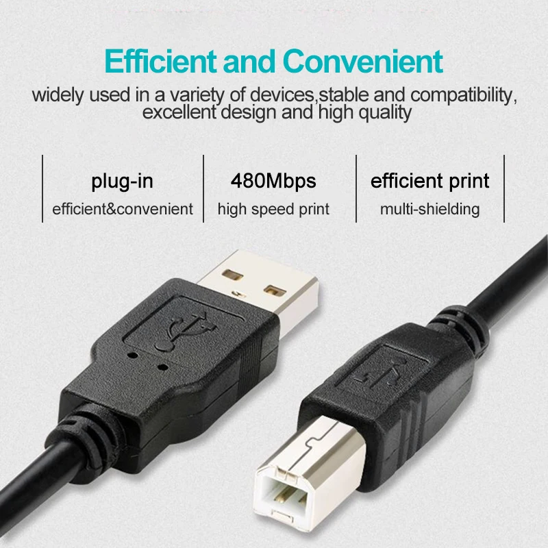 Cable USB 2,0 A PD para impresora, Cable macho A B macho, transferencia de datos, para HP Officejet Laserjet Envy Canon Pixma