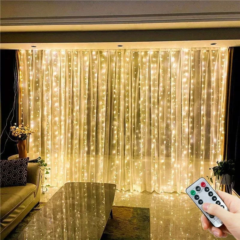 6/4/3M LED Curtain Lights with USB 8 Modes Remote Control,for Home,Window,Wall,Christmas,Wedding Party Fairy Garden Decorations