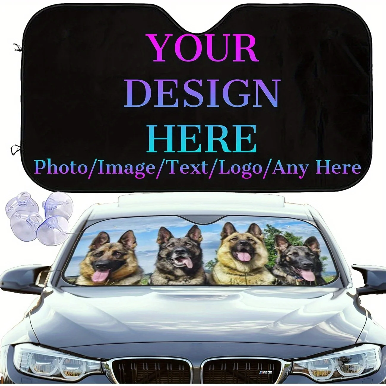Custom Windshield Sun Shade For Car, Personalize Your Photo Image Into Window Sunshades UV Rays Protector Shield Vehicle Cover F